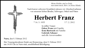 Anzeige von Herbert Franz von MGO