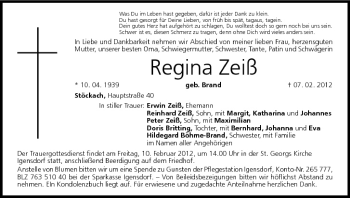 Anzeige von Regina Zeiß von MGO