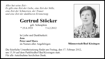 Anzeige von Gertrud Stöcker von MGO