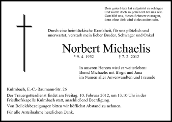 Anzeige von Norbert Michaelis von MGO