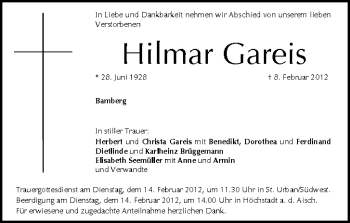 Anzeige von Hilmar Gareis von MGO