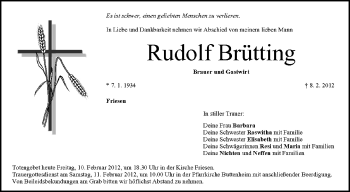 Anzeige von Rudolf Brütting von MGO