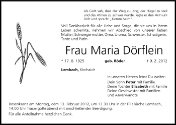 Anzeige von Maria Dörflein von MGO