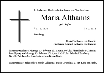 Anzeige von Maria Althanns von MGO