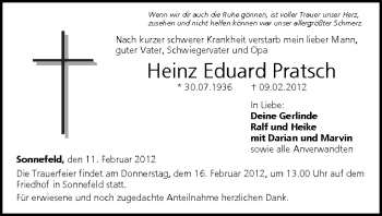 Anzeige von Heinz Eduard Pratsch von MGO
