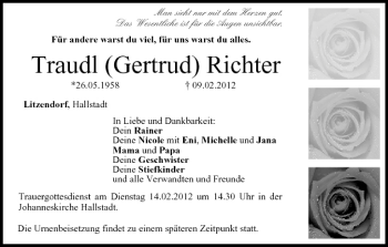 Anzeige von Traudl Richter von MGO
