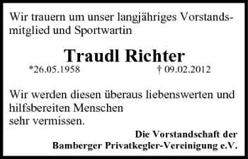 Anzeige von Traudl Richter von MGO
