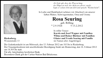 Anzeige von Rosa Seuring von MGO