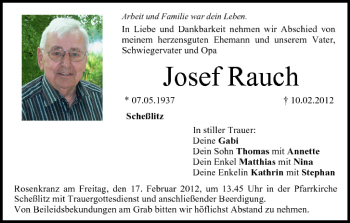 Anzeige von Josef Rauch von MGO
