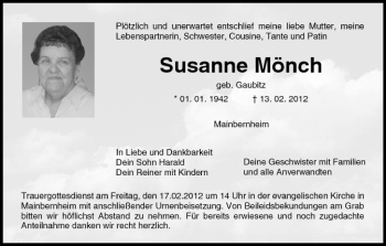 Anzeige von Susanne Mönch von MGO