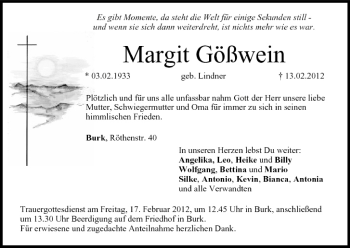 Anzeige von Margit Gößwein von MGO
