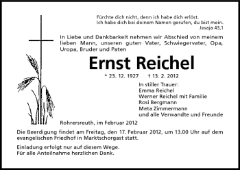 Anzeige von Ernst Reichel von MGO