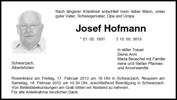 Anzeige von Josef Hofmann von MGO