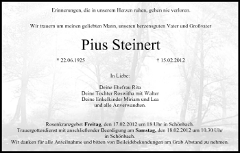 Anzeige von Pius Steinert von MGO