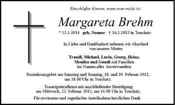 Anzeige von Margareta Brehm von MGO