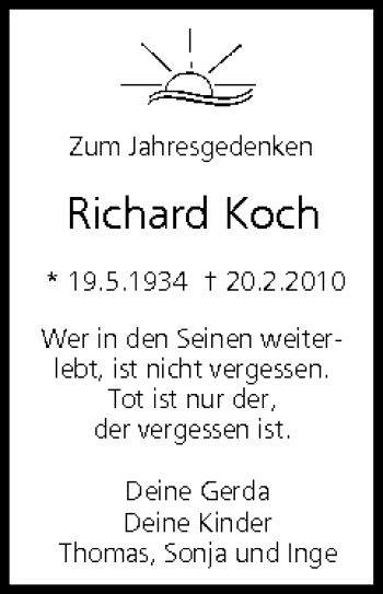Anzeige von Richard Koch von MGO