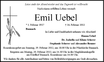 Anzeige von Emil Uebel von MGO