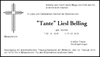 Anzeige von Liesl Belling von MGO