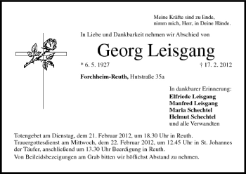 Anzeige von Georg Leisgang von MGO