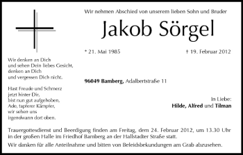 Anzeige von Jakob Sörgel von MGO