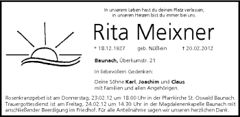 Anzeige von Rita Meixner von MGO