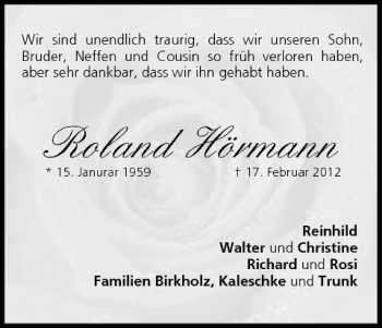 Anzeige von Roland Hörmann von MGO