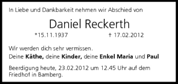 Anzeige von Daniel Reckerth von MGO