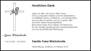 Anzeige von Agnes Wietschorke von MGO