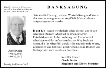 Anzeige von Josef Keim von MGO