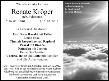 Anzeige von Renate Kröger von MGO