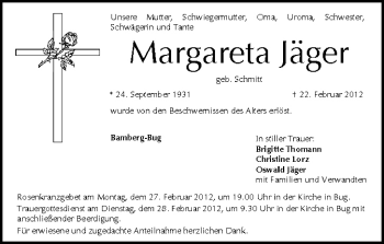 Anzeige von Margareta Jäger von MGO