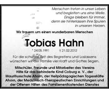 Anzeige von Tobias Hahn von MGO