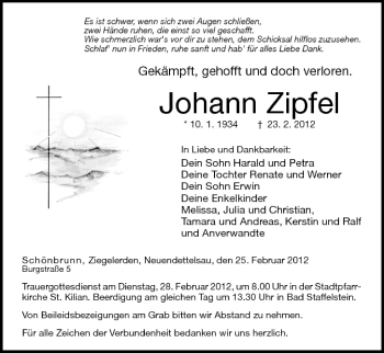 Anzeige von Johann Zipfel von MGO