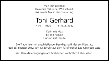 Anzeige von Toni Gerhard von MGO