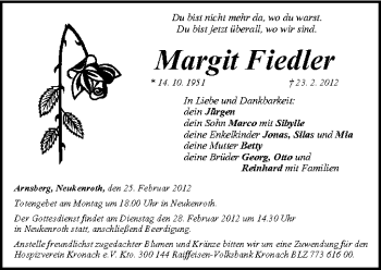 Anzeige von Margit Fiedler von MGO