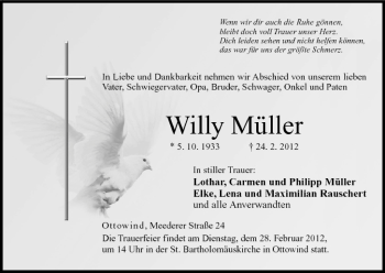 Anzeige von Willy Müller von MGO