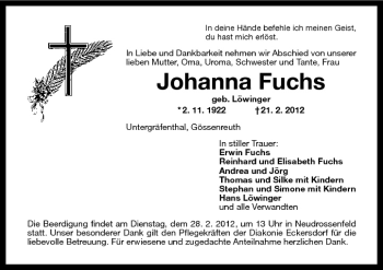 Anzeige von Johanna Fuchs von MGO