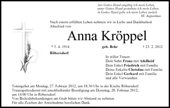 Anzeige von Anna Kröppel von MGO