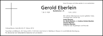 Anzeige von Gerold Eberlein von MGO