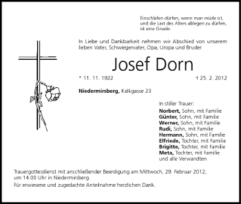 Anzeige von Josef Dorn von MGO