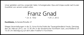 Anzeige von Franz Gnad von MGO