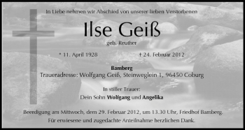 Anzeige von Ilse Geiß von MGO