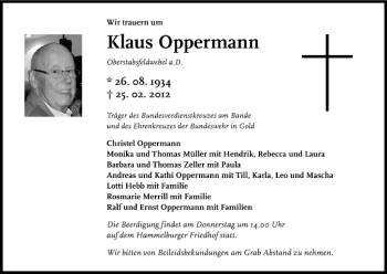 Anzeige von Klaus Oppermann von MGO