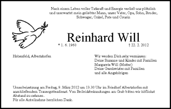 Anzeige von Reinhard Will von MGO