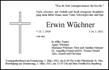 Anzeige von Erwin Wüchner von MGO