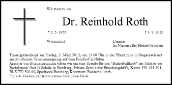 Anzeige von Reinhold Roth von MGO