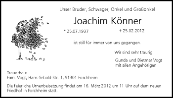 Anzeige von Joachim Könner von MGO