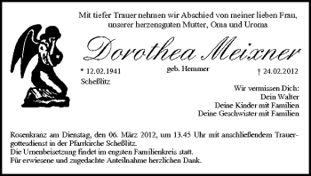 Anzeige von Dorothea Meixner von MGO