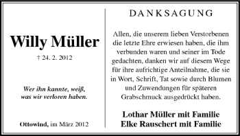 Anzeige von Willy Müller von MGO