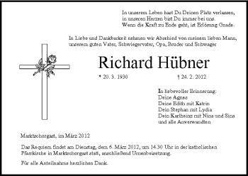 Anzeige von Richard Hübner von MGO